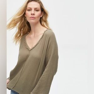 Michael Stars Gio gauze top in Olive